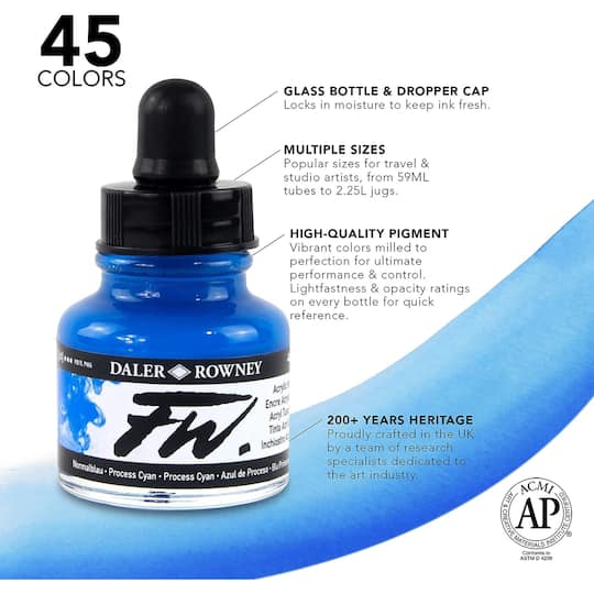 Daler-Rowney® FW Acrylic Neon Ink with Empty Marker Set